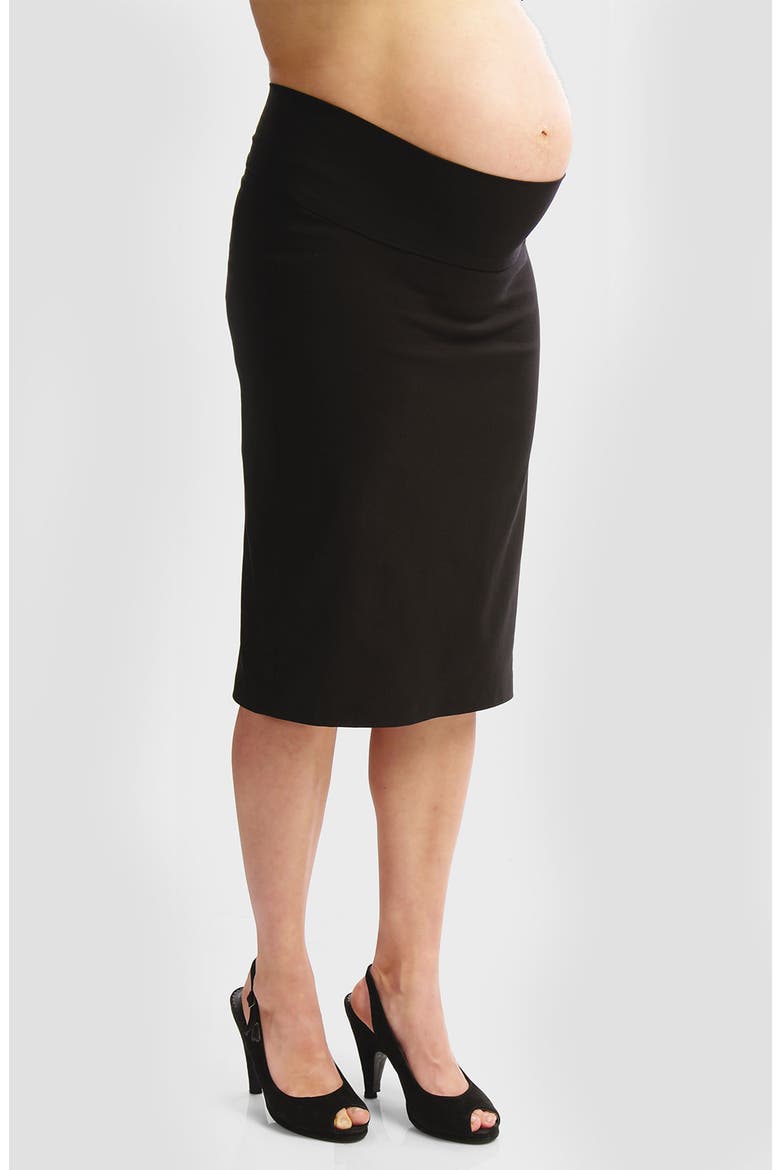'Bengaline' Straight Maternity Skirt, Main, color, BLACK