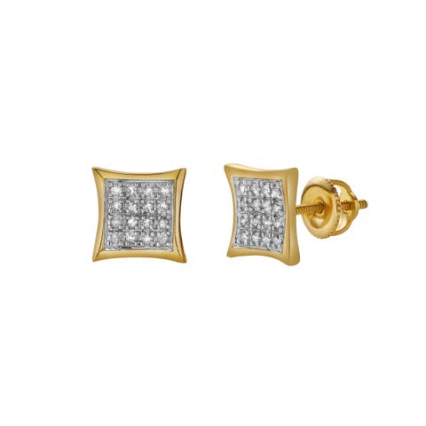 Deslumbrar 10K Yellow Gold Diamond Unisex Earrings - 0.11 Cts