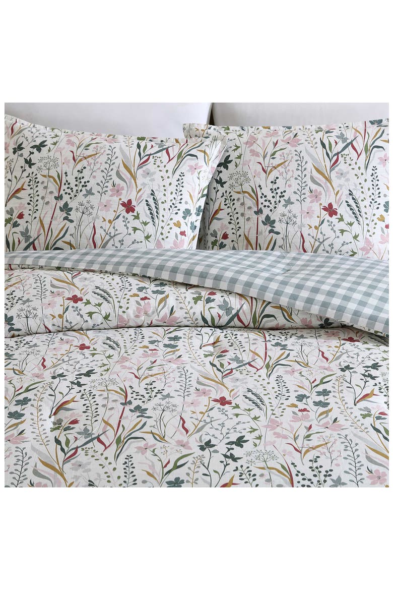 Woodland Forest Cotton Reversible Comforter Set, Alternate, color, WHITE/ GREY/ ROSE PINK