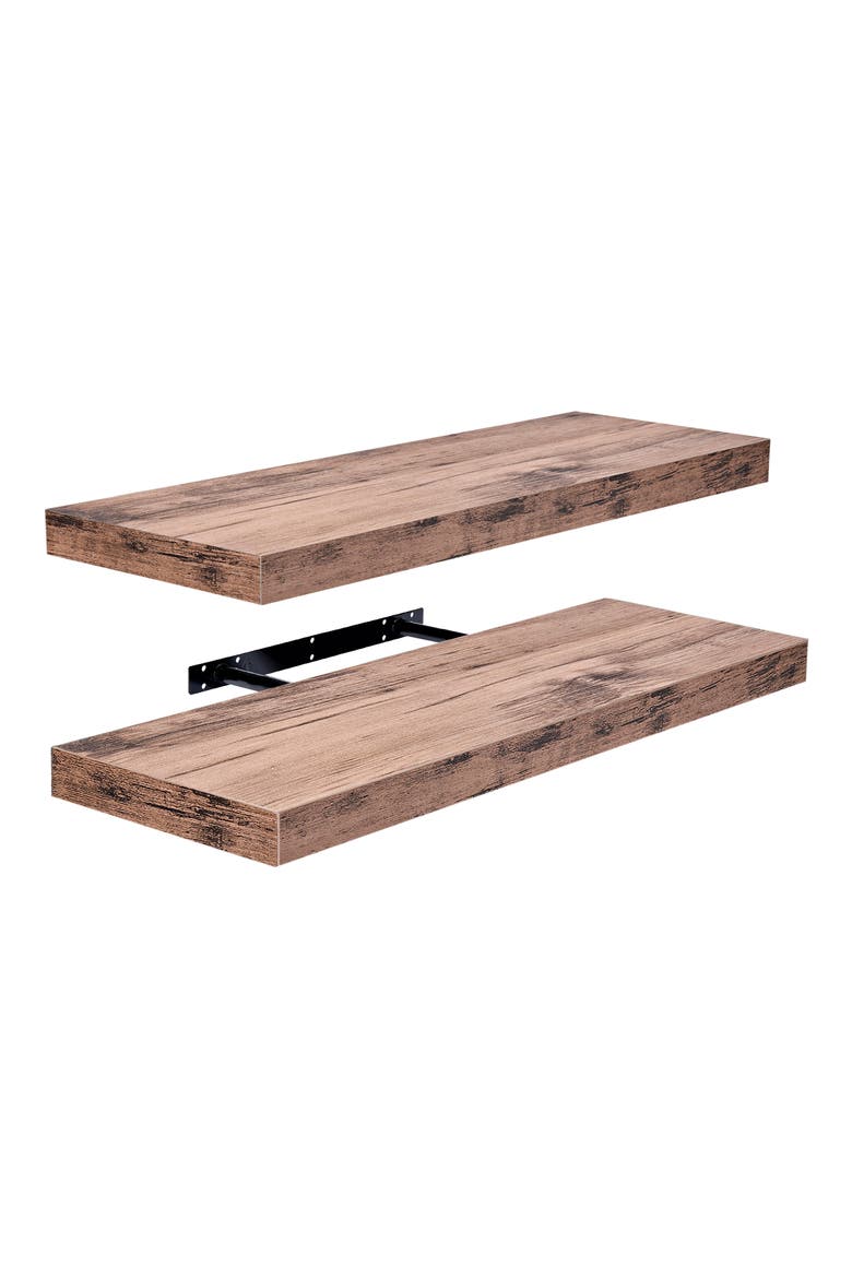 2-Pack 24-Inch Floating Wall Shelves, Main, color, MAHOGANY