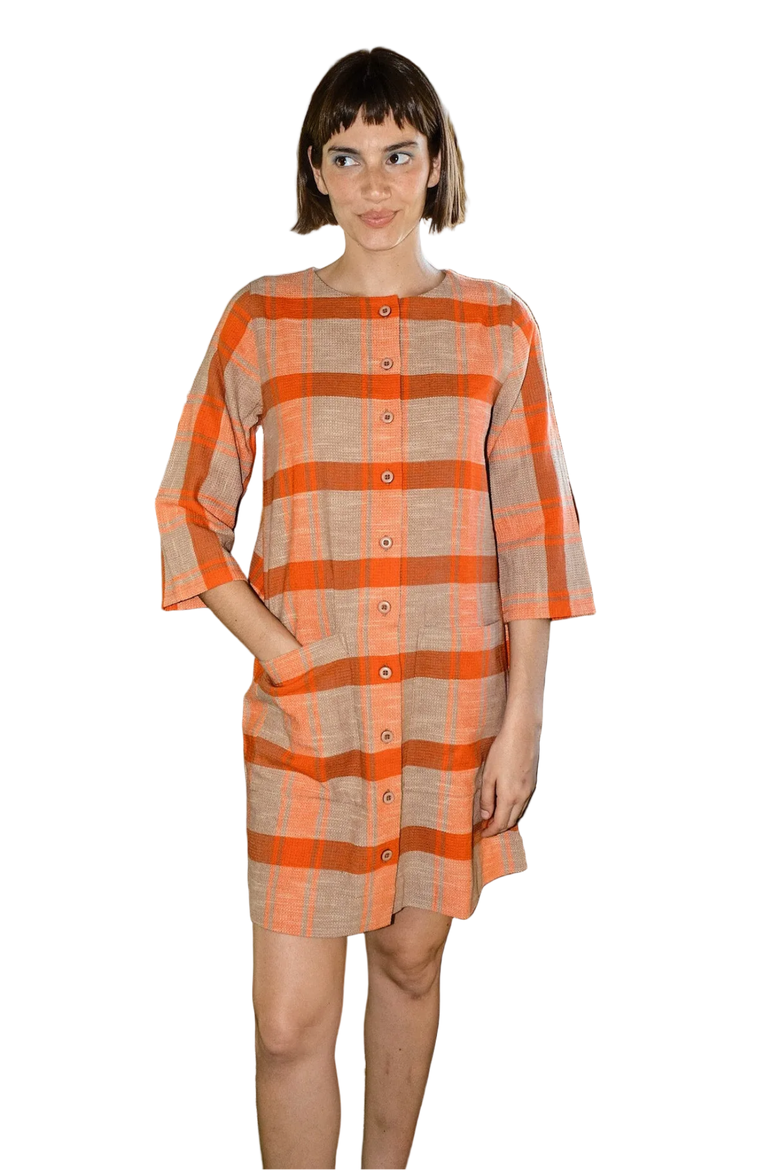 Whit Button Front Mini Shift Dress, Main, color, Lipstick