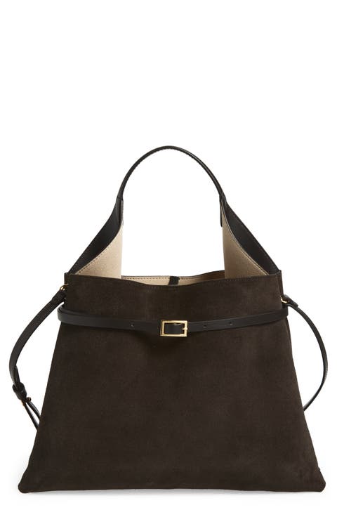 Mini Clare Belted Soft Pebble Grain Leather Tote