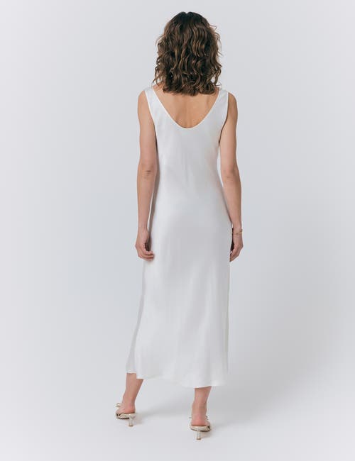 Ghost London Palm Satin Midi Slip Dress In White