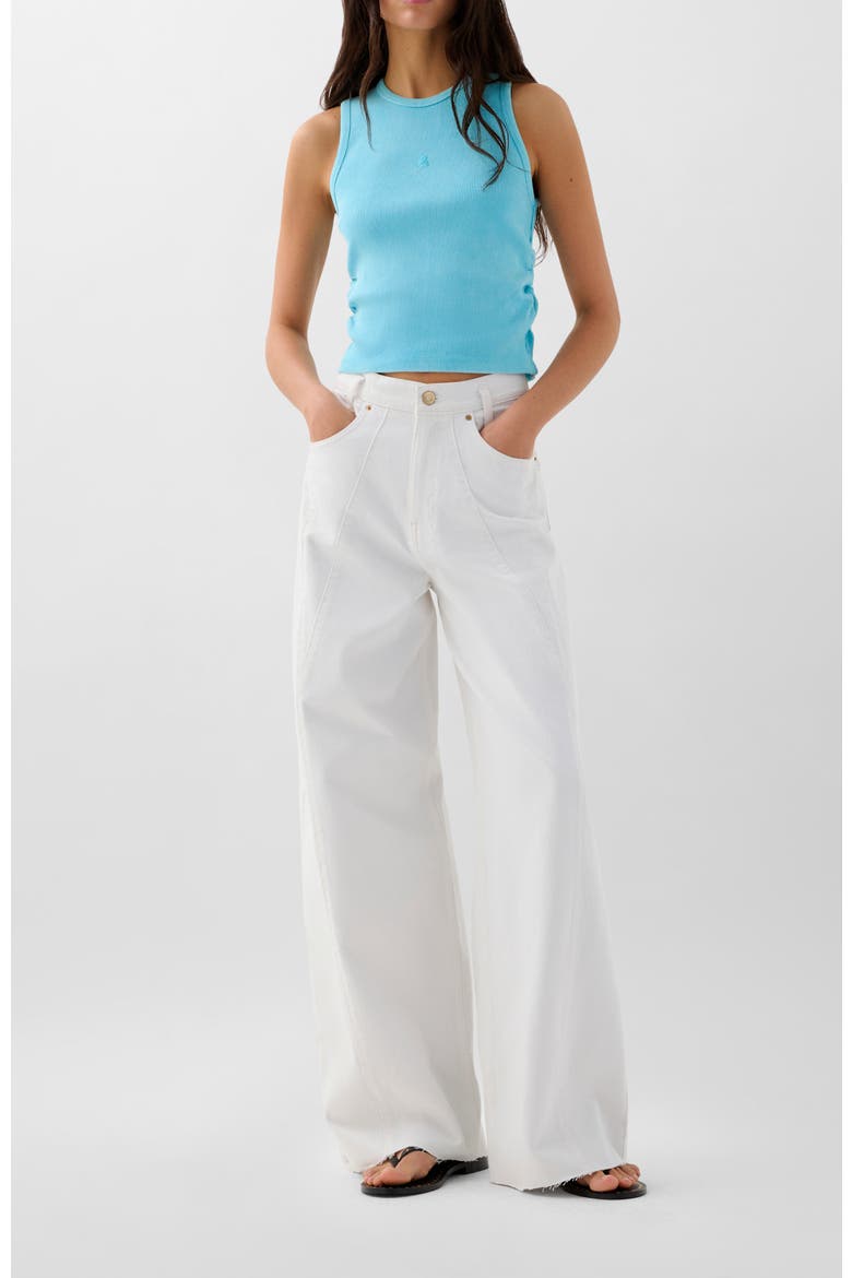 Rib Gather Side Tee, Alternate, color, Turquoise