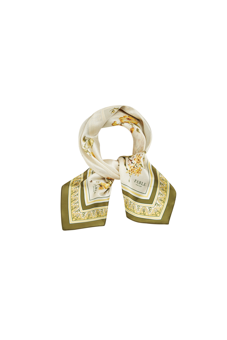 Nouveau Floral Square Scarf, Alternate, color, Light/Pastel Yellow