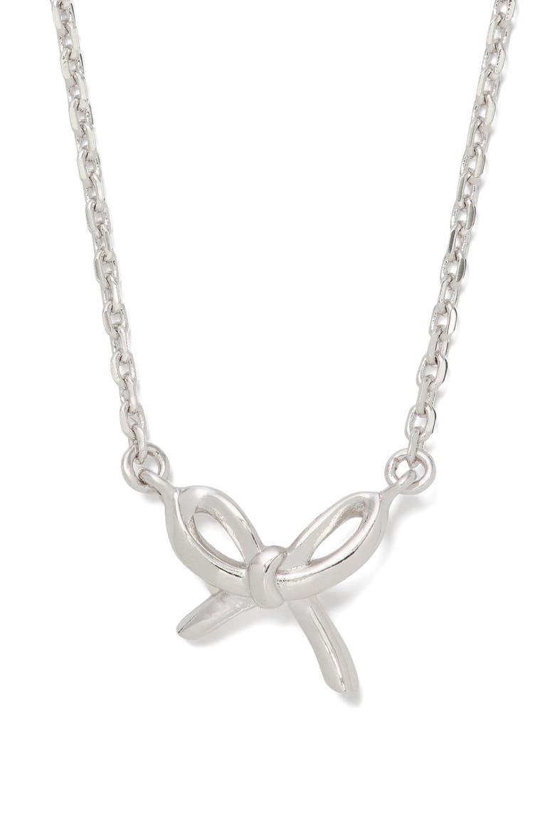 mini bow pendant necklace, Main, color, SILVER