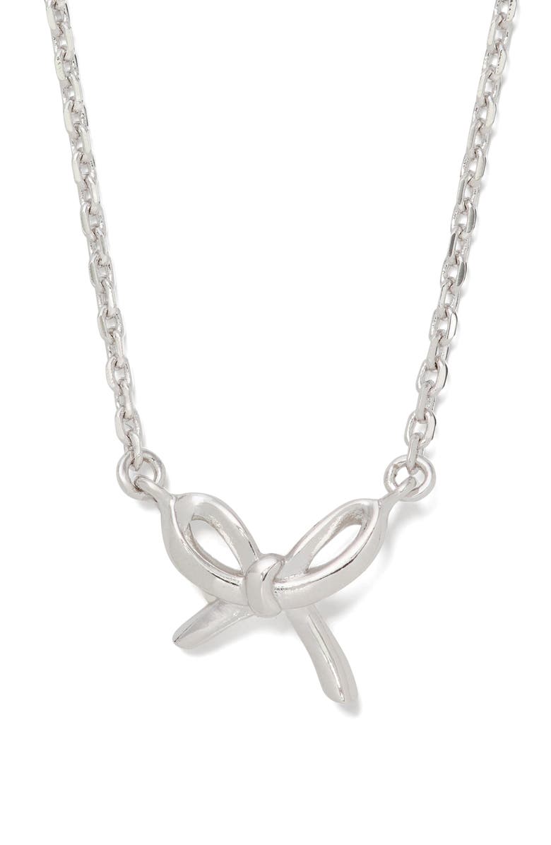 Kate Spade New York mini bow pendant necklace, Main, color, Silver