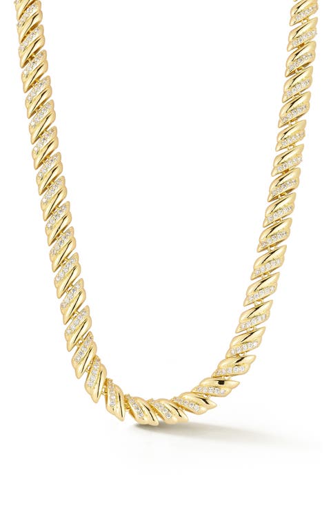 Cubic Zirconia Pavé Tennis Necklace