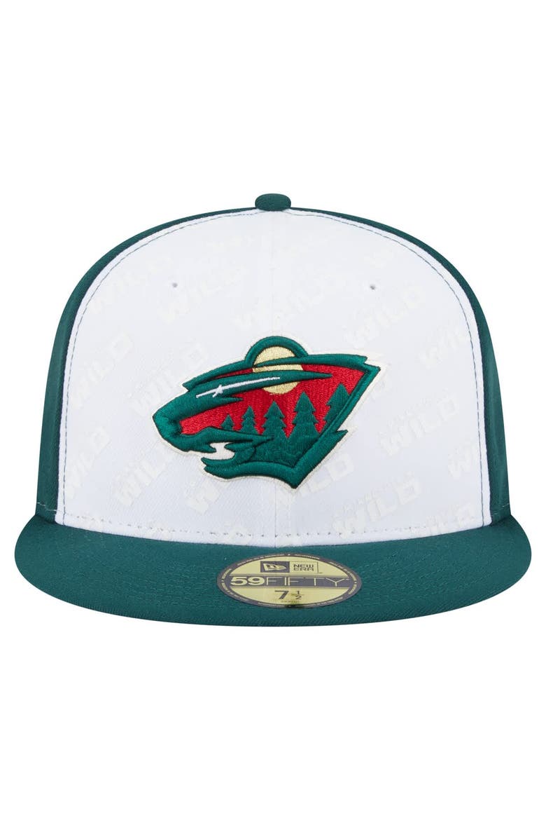 Men's New Era White/Green Minnesota Wild Repeat Two-Tone 59FIFTY Fitted Hat, Alternate, color, White