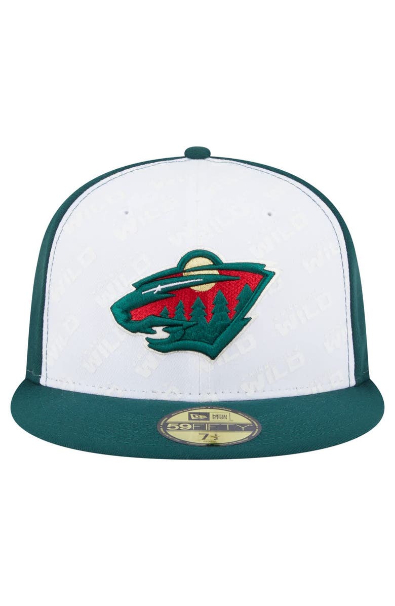 New Era Men's New Era White/Green Minnesota Wild Repeat Two-Tone 59FIFTY Fitted Hat, Alternate, color, White