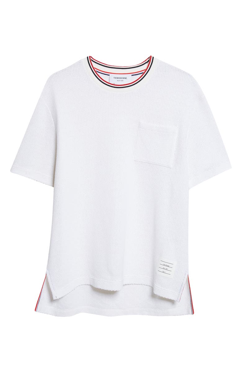 Thom Browne Relaxed Fit Cotton & Linen T-Shirt, Alternate, color, White