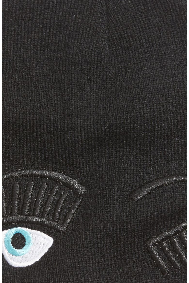 Winking Knit Beanie, Alternate, color, BLACK