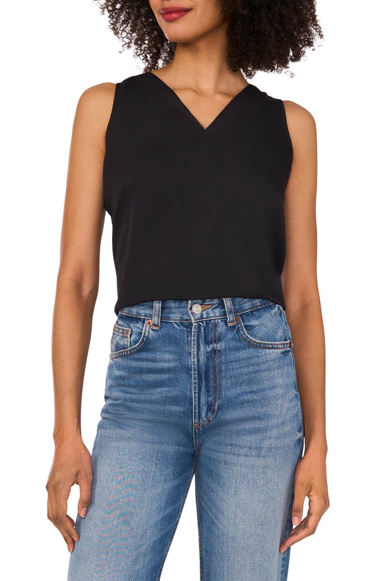 Vince Camuto Crossover Sleeveless Top, Main, color, Rich Black