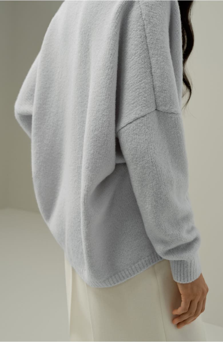 Lilysilk Bouclé Knit Silk-Cashmere Wrap Cardigan, Alternate, color, Ice