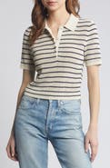 rag & bone Viola Stripe Cotton Blend Polo Sweater
