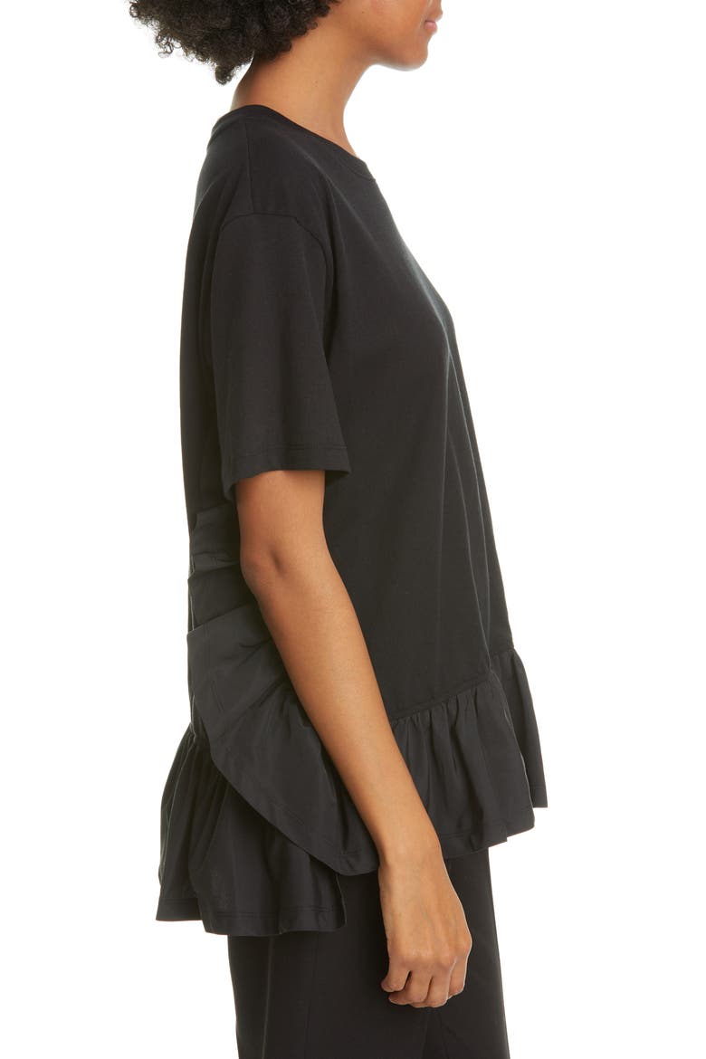 Taffeta Ruffle Tee, Alternate, color, NERO