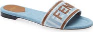 Fendi Flat Denim Logo Slide Sandal