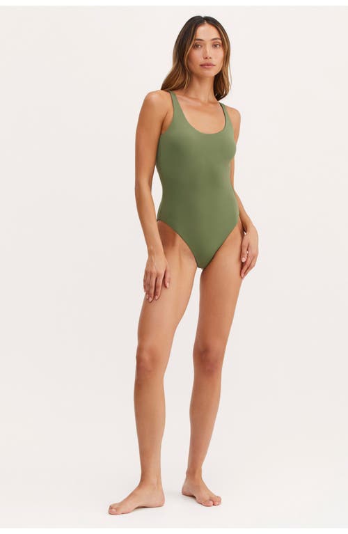 Au Naturel By Gottex Serenity  Romi High Leg Scoop Front  One Piece In Ink/olive
