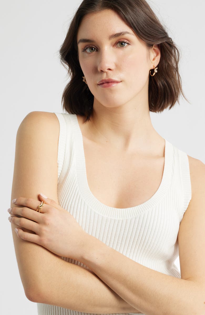 Nordstrom Cubic Zirconia Knot Open Ring, Alternate, color, Clear- Gold