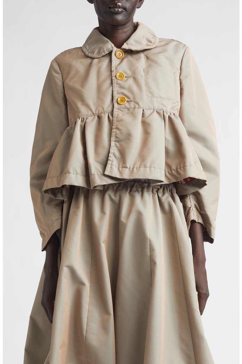 Twill Peplum Jacket, Main, color, BEIGE X C PATTERN