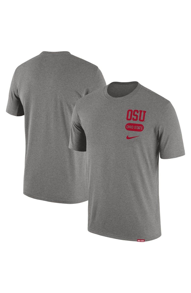 Nike Men's Nike Heather Gray Ohio State Buckeyes Campus Letterman Tri-Blend T-Shirt, Main, color,