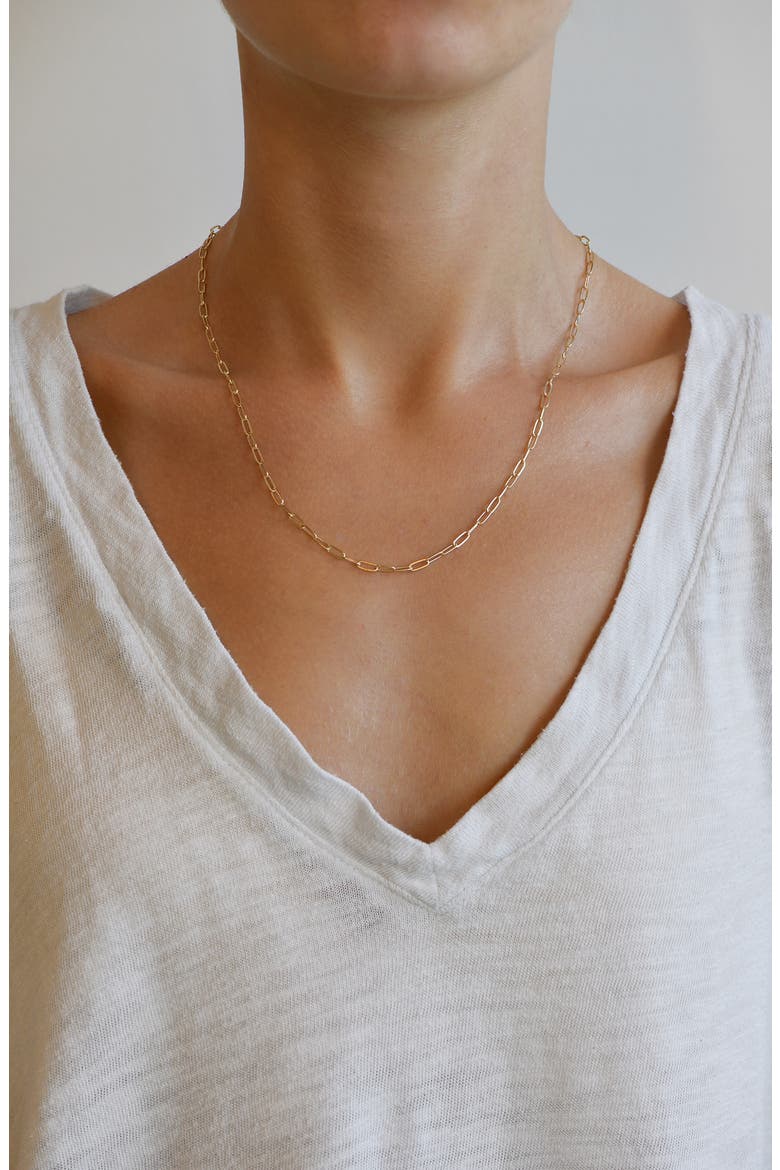 Medium Paper Clip Chain Necklace, Alternate, color, GOLD