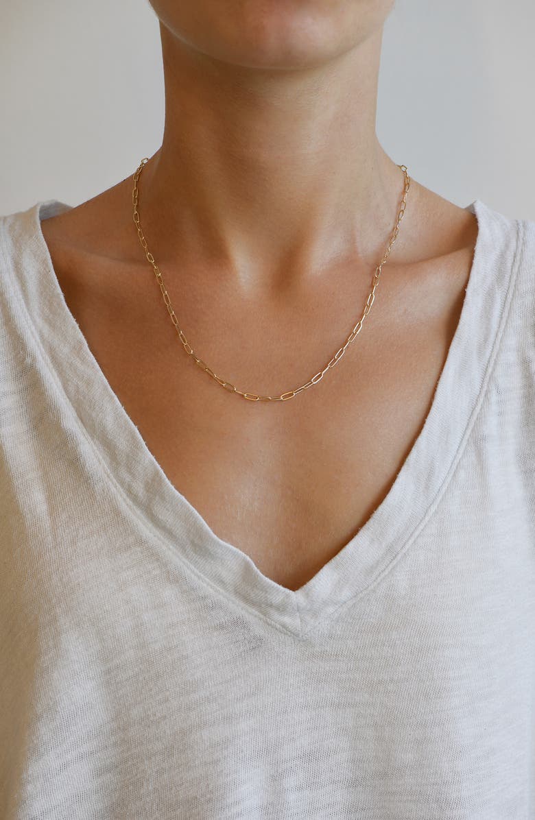 Anzie Medium Paper Clip Chain Necklace, Alternate, color, Gold