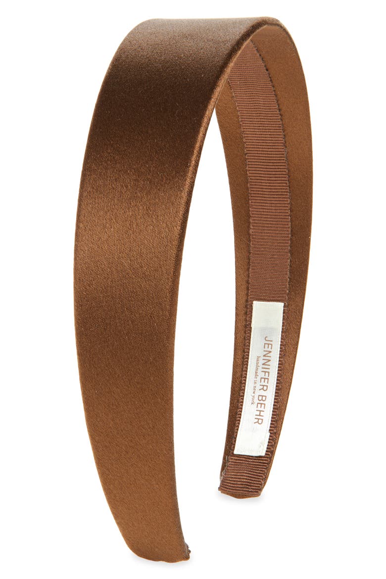 Lydia Satin Headband, Main, color, ESPRESSO