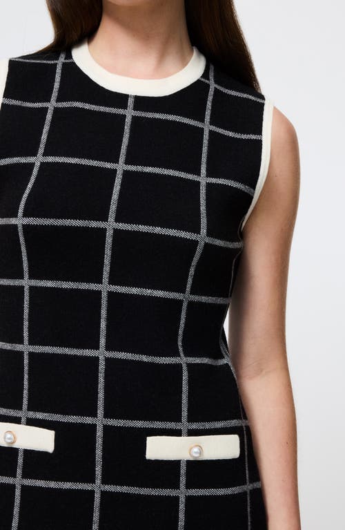French Connection Check Sleeveless Sweater Minidress In Black
