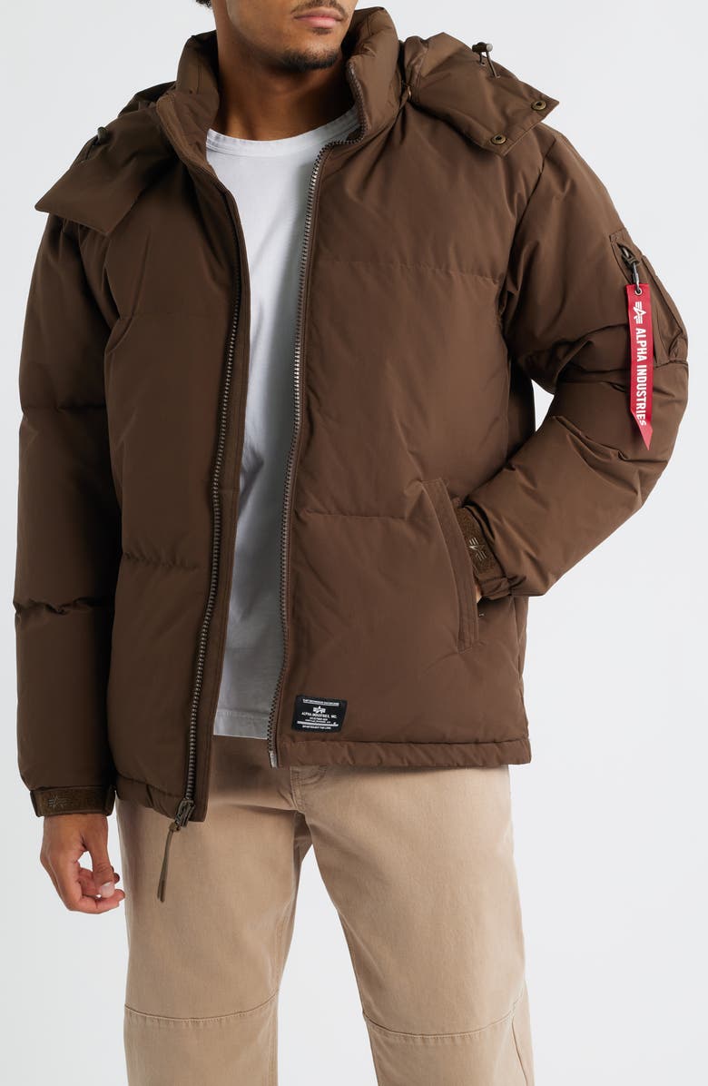 Alpha Industries Down & Feather Puffer Parka, Main, color, Espresso