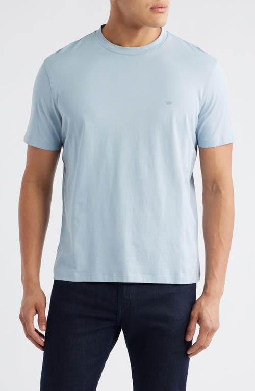 Emporio Armani Logo Embroidered Cotton T-shirt In Blue