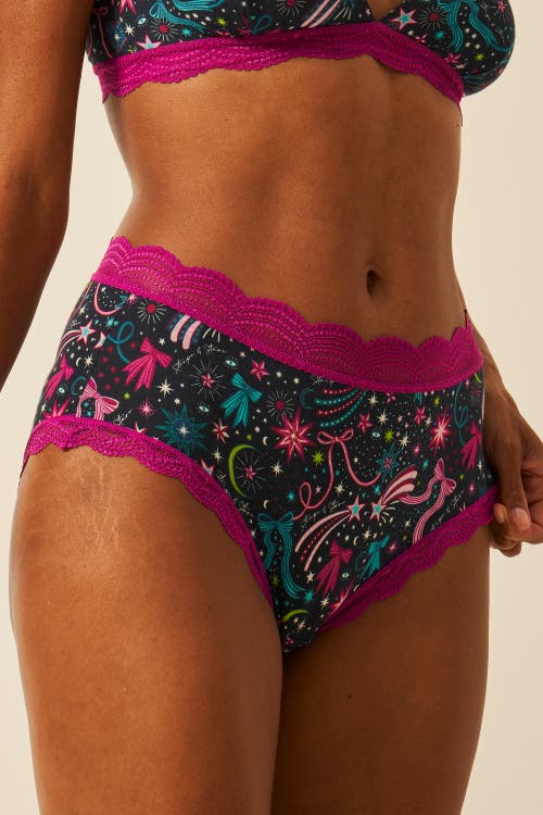 Stripe & Stare High Rise Knicker Four Pack In Multi