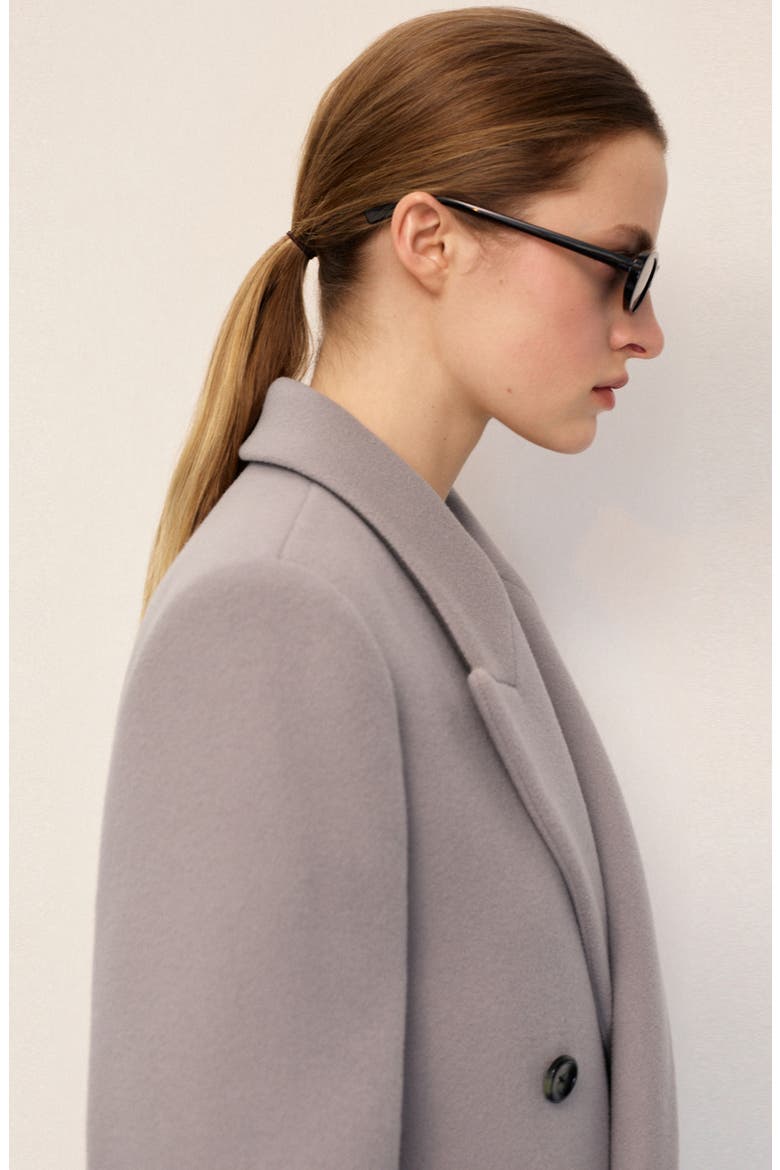 Double Breasted Virgin Wool Blend Coat, Alternate, color, GREY
