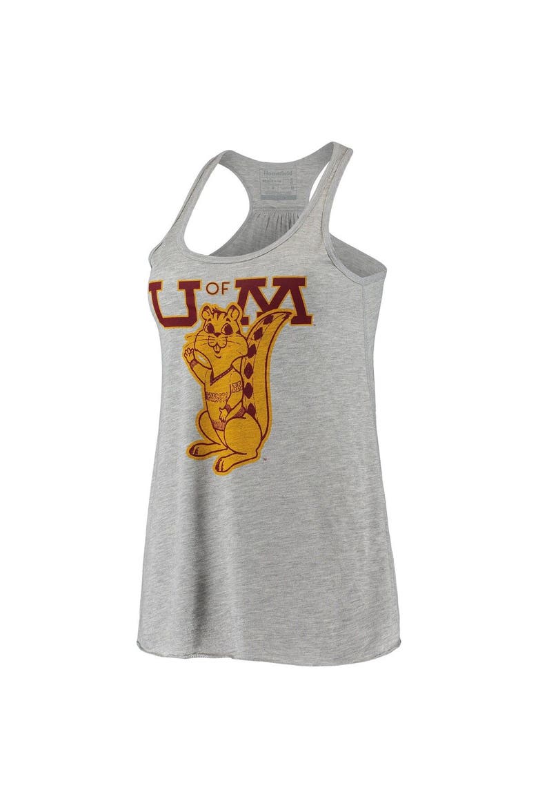 Women's Homefield Ash Minnesota Golden Gophers Vintage Racerback Tank Top, Alternate, color, Ash