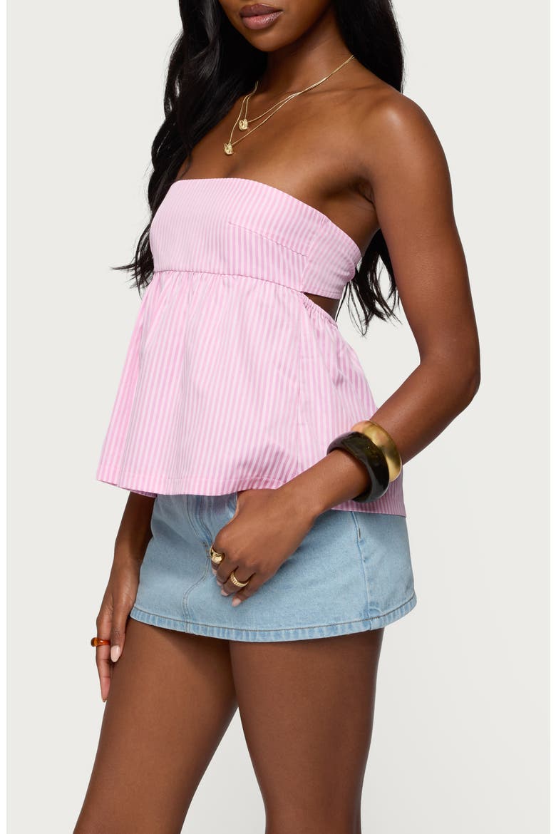 Maddie Stripe Strapless Babydoll Top, Alternate, color, LIGHT-PINK