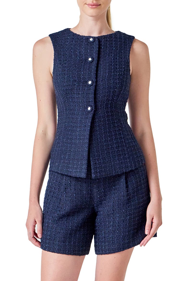 Tweed Vest, Main, color, NAVY