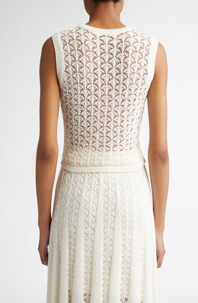 Zimmermann Wylie Crop Open Stitch Cotton Tank Top, Alternate, color, 