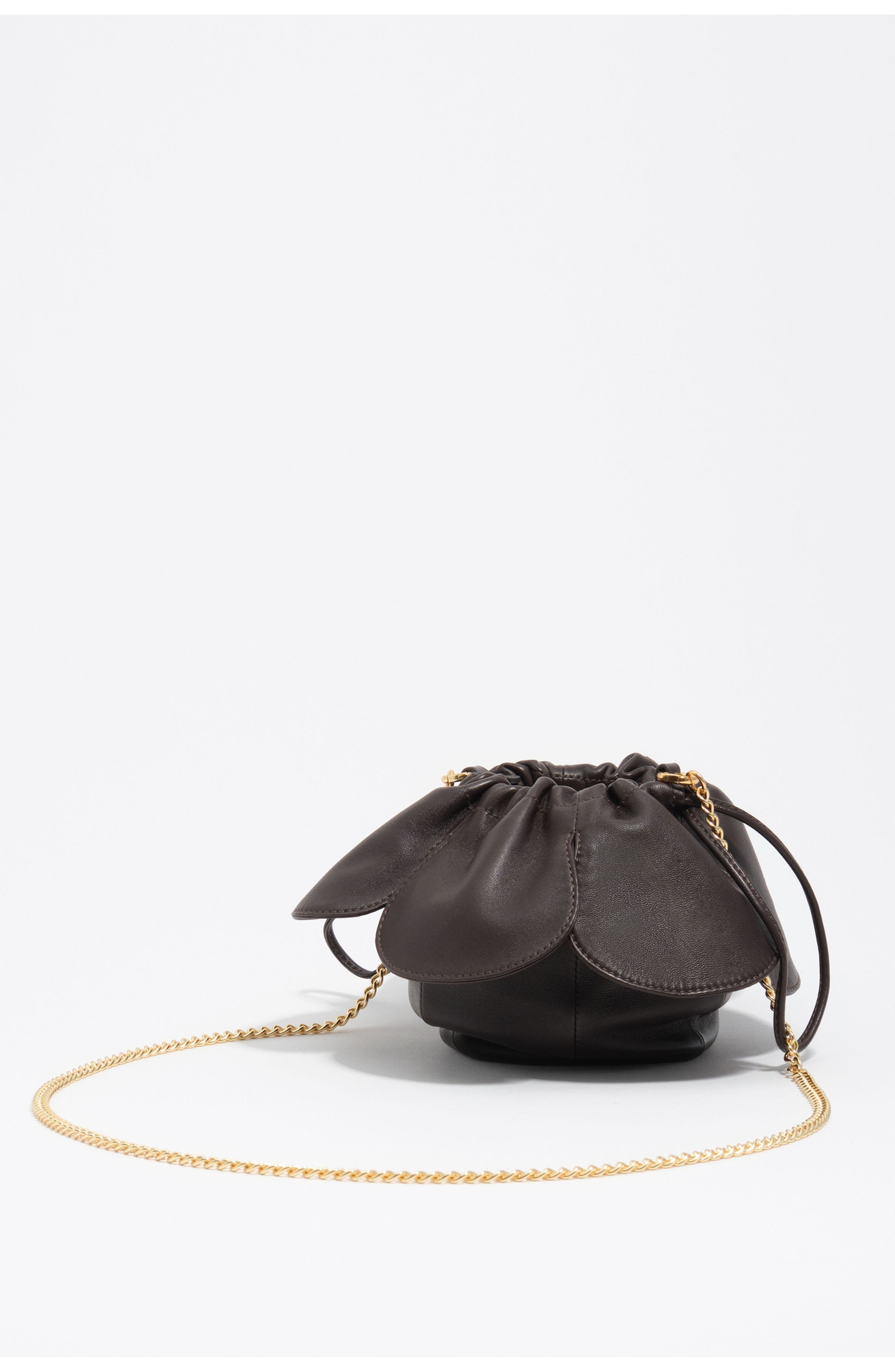 Bimba y Lola Ebony Leather Pétalo Bag, Alternate, color, Ebony