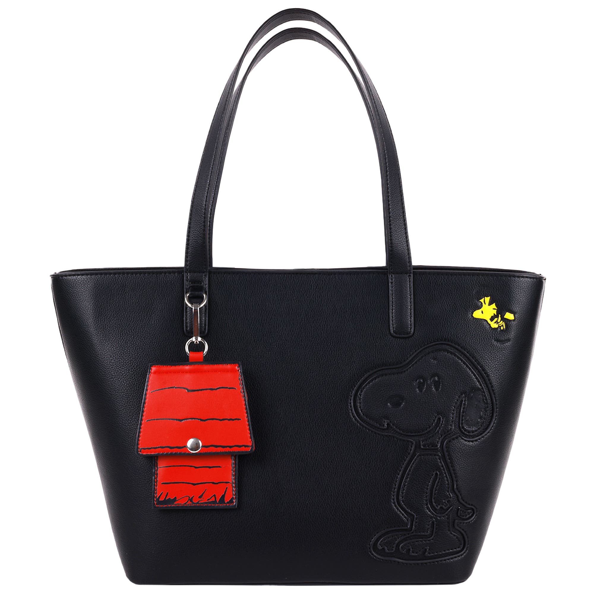 Daniele Nicole Peanuts Snoopy Minimal Tote Bag with Doghouse Cardholder, Main, color, Black