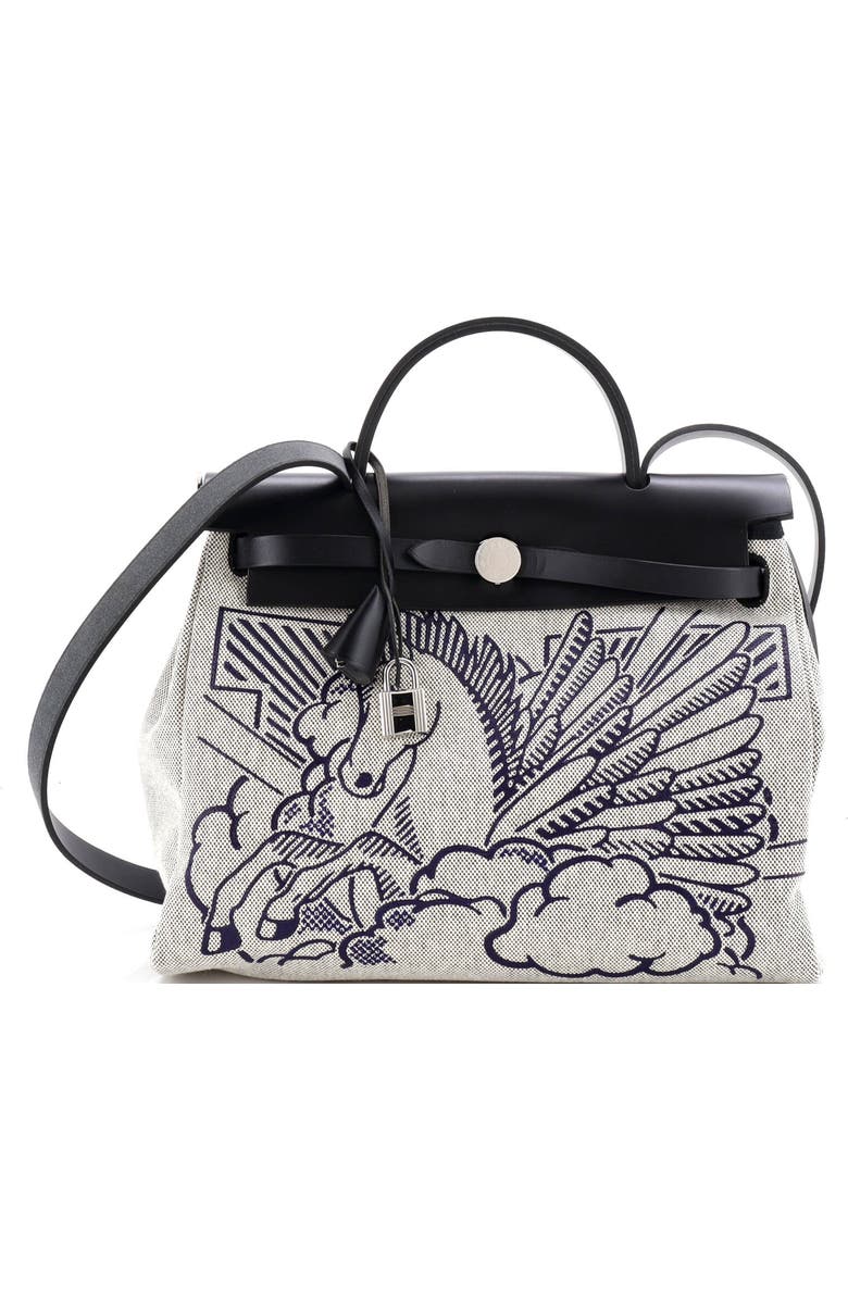 Pre-Owned Hermes Herbag Zip Pegase Pop Toile and Leather 31, Main, color, Noir