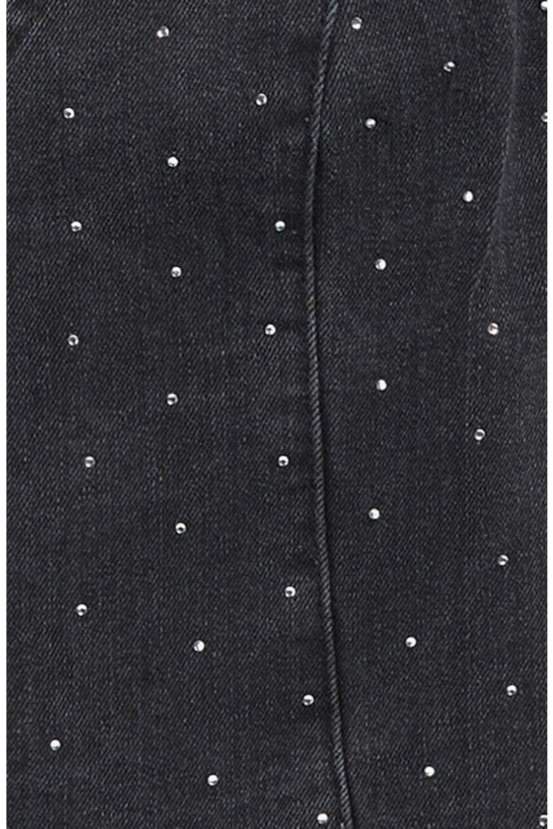Kids' Crystal Embellished Denim Button-Up Vest, Alternate, color, BLACK