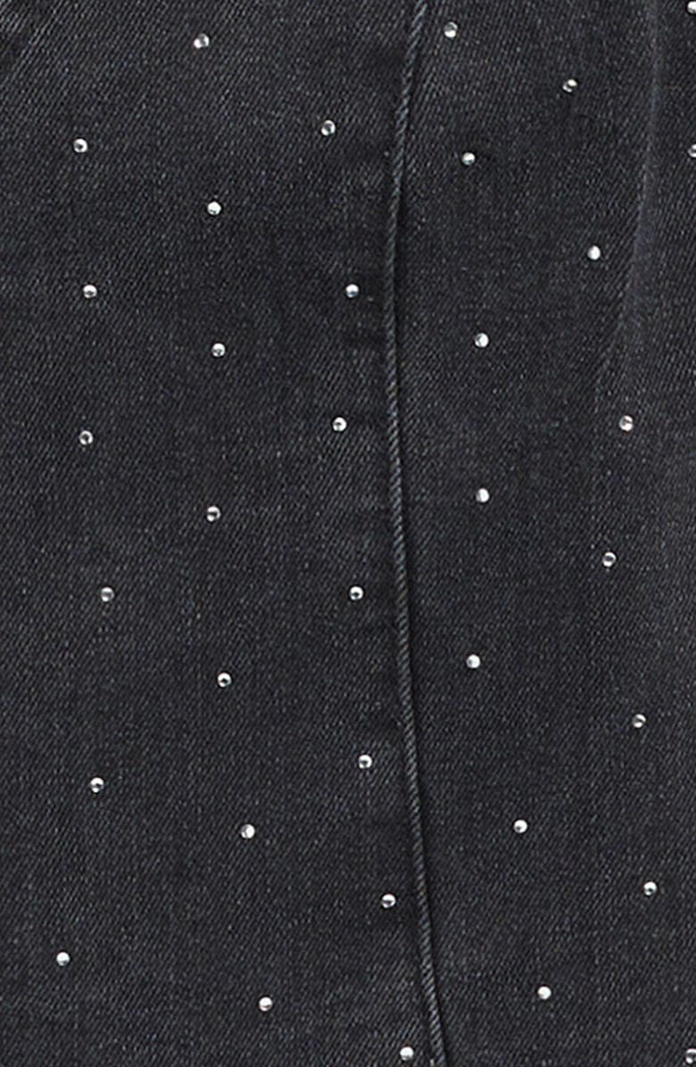 Marci Kids' Crystal Embellished Denim Button-Up Vest, Alternate, color, Black