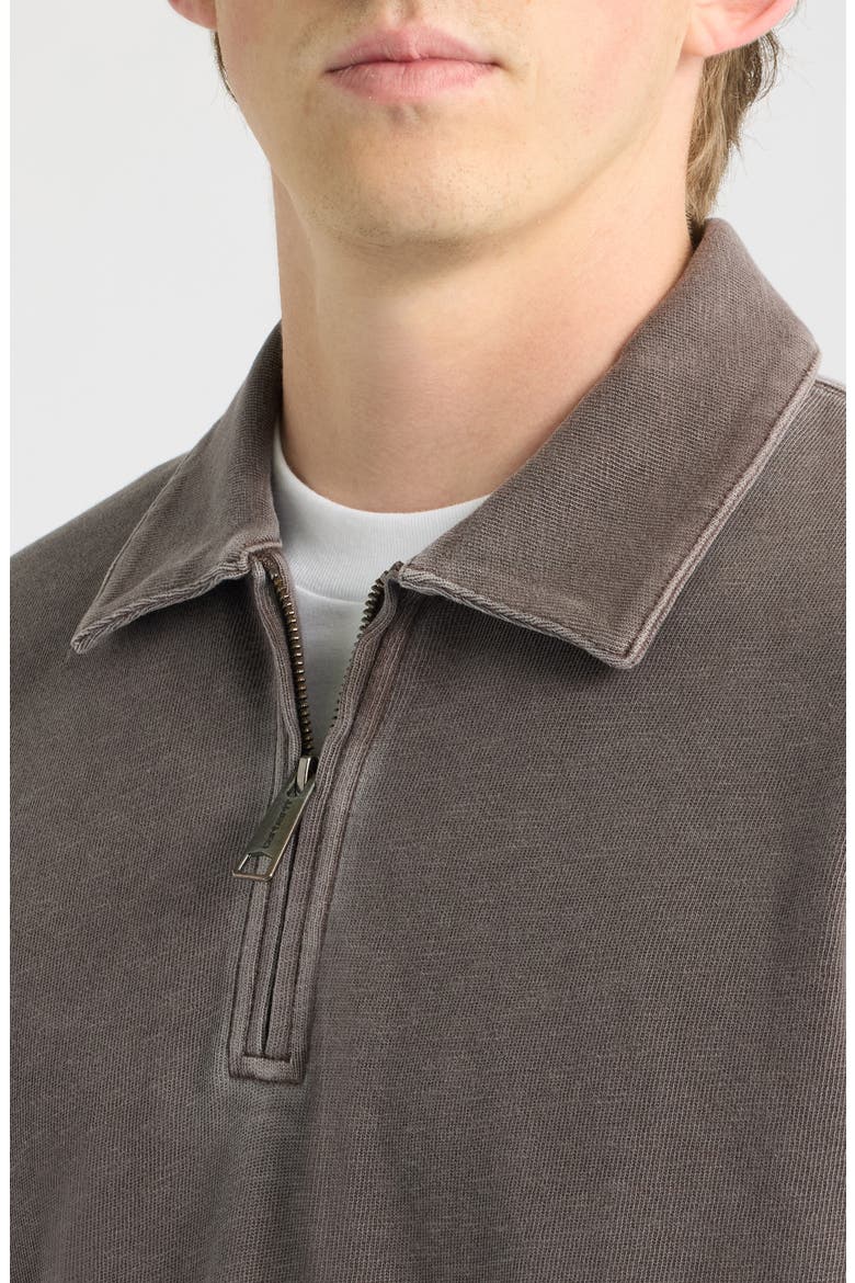 Harper Cotton Fleece Polo Sweatshirt, Alternate, color, TOBACCO (GARMENT DYED)
