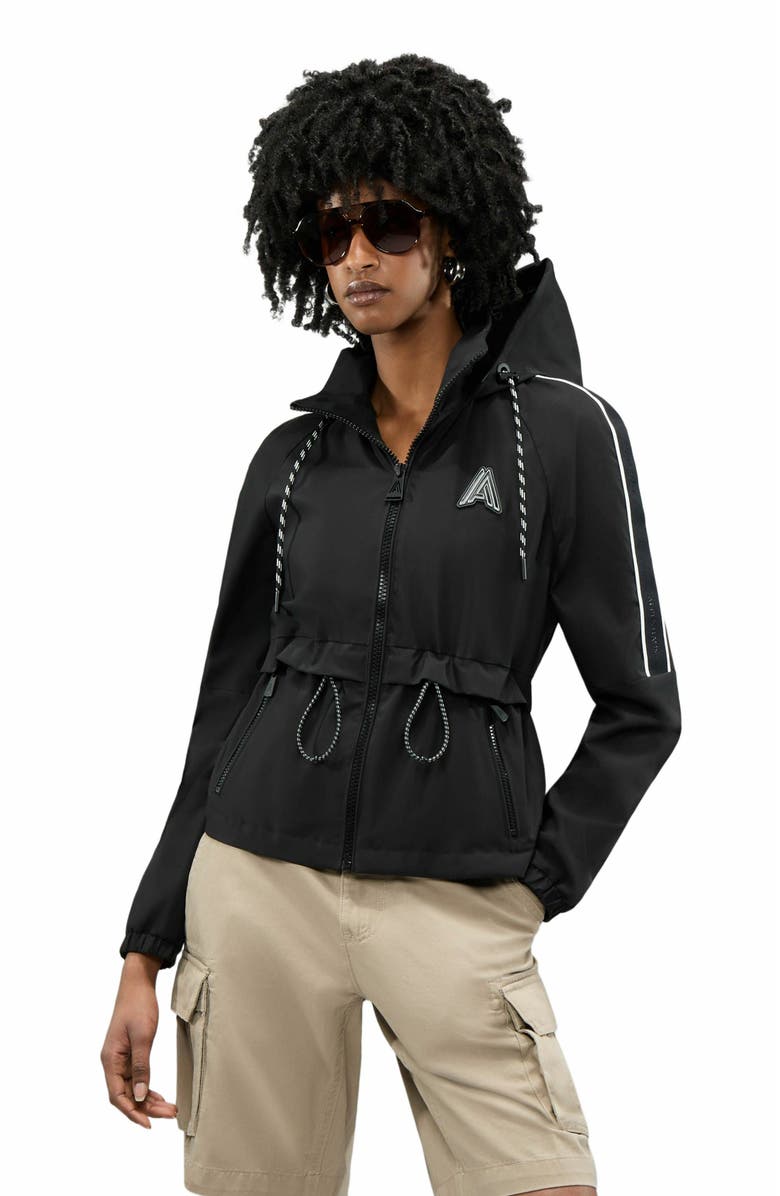 Alpenhaus Women's Enneth Hooded Windbreaker with Adjustable waist, Main, color, Black