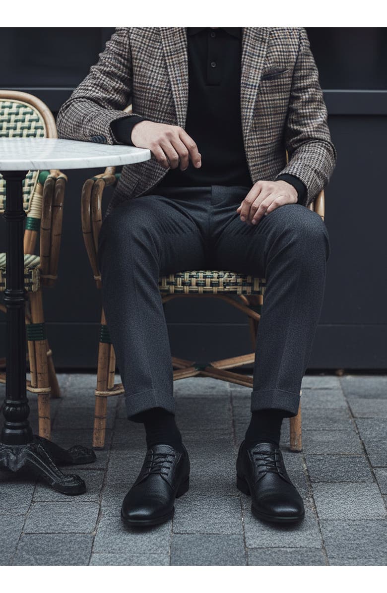 Marc Joseph New York State Street Hands Free Technology Leather Plain Toe Dress Oxford, Alternate, color, Black Grainy Leather