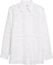 TOTEME Embroidered Organic Cotton & Silk Monogram Oversize Button-Up Shirt