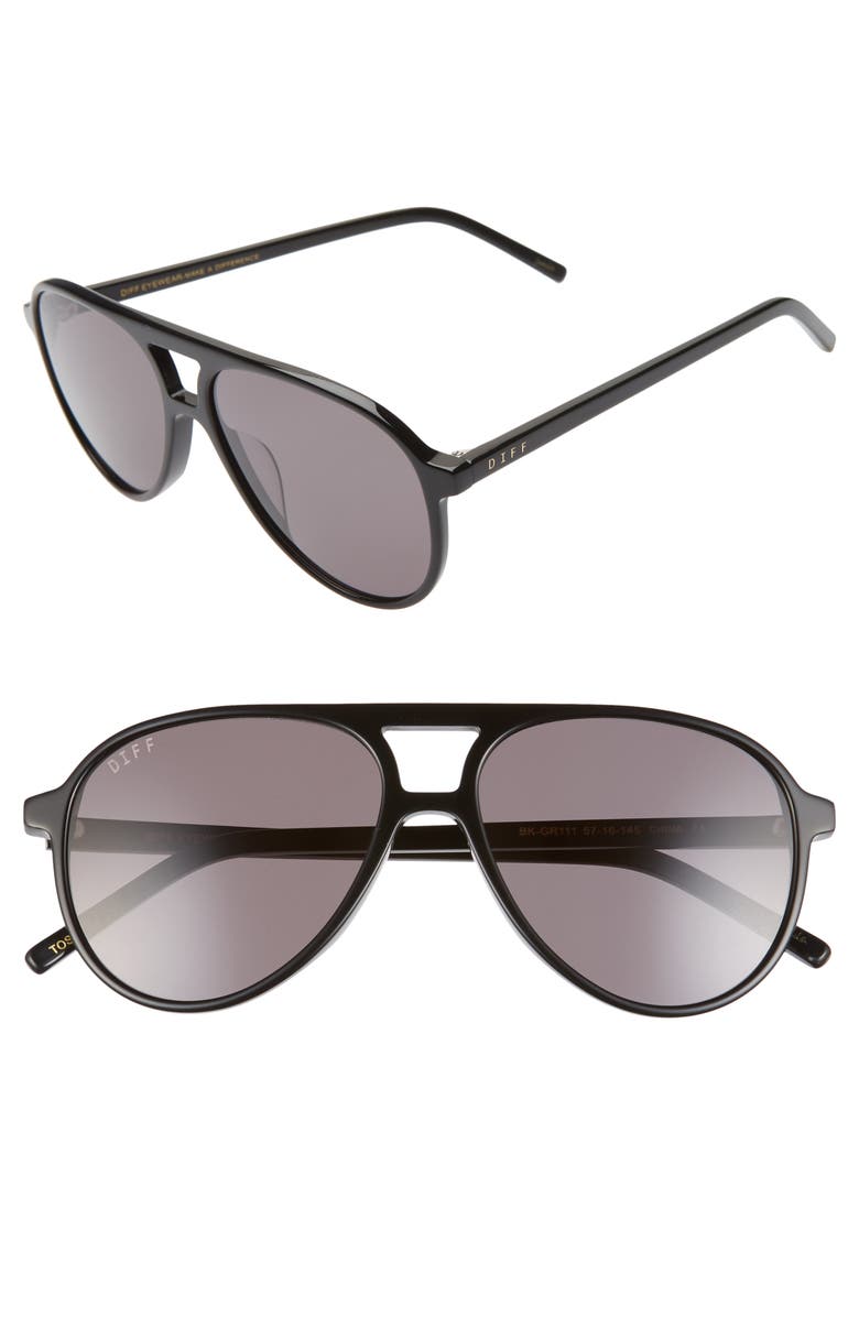 DIFF x Jonathan Van Ness Tosca 57mm Aviator Sunglasses, Main, color, 