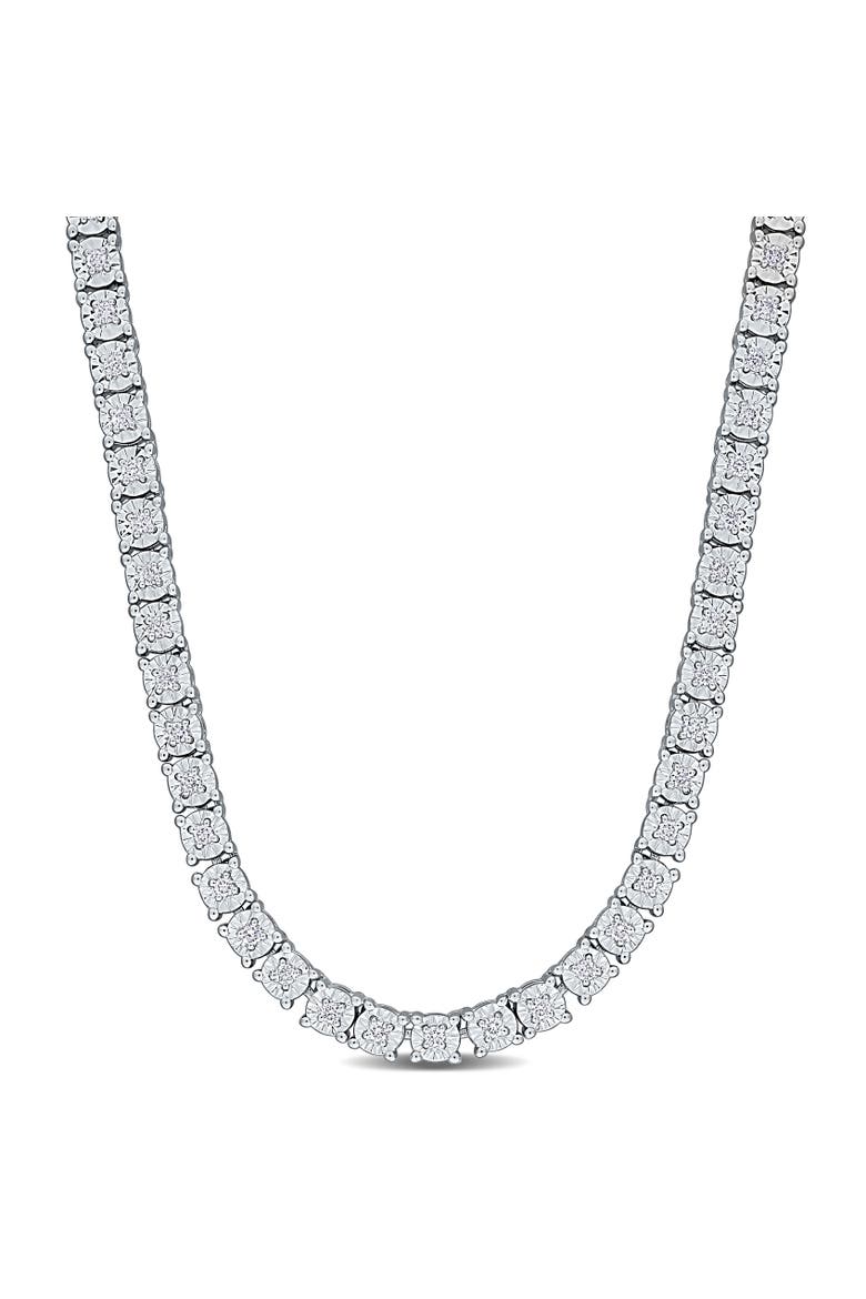 Lab-Grown Diamond Tennis Necklace, Main, color, Sterling Silver