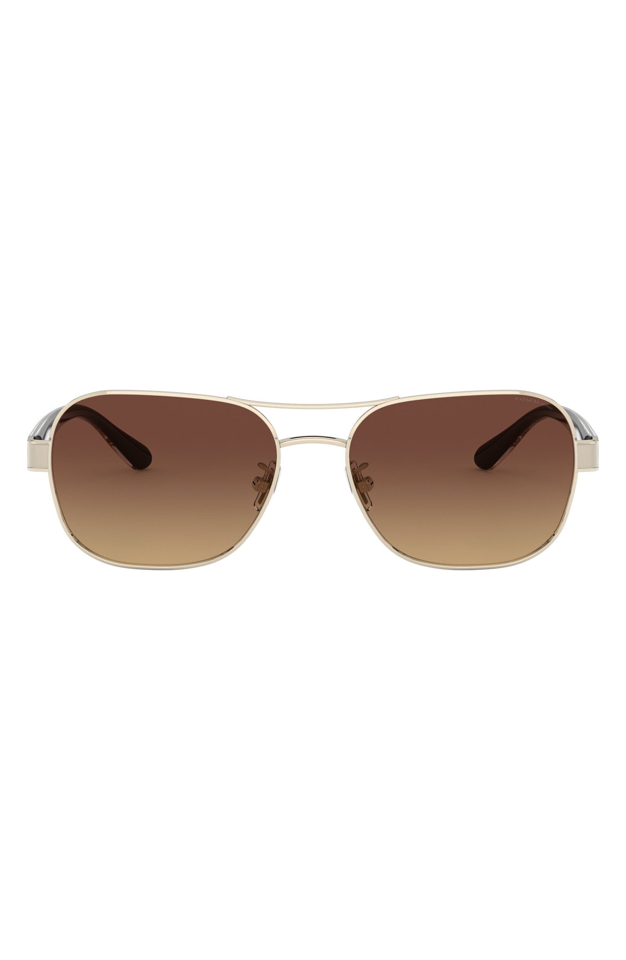 COACH 57mm Polarized Pilot Sunglasses