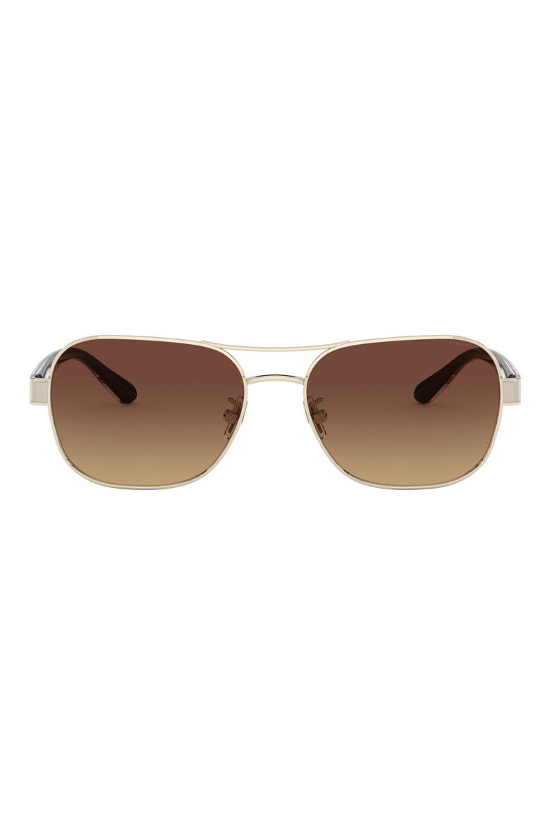 57mm Polarized Pilot Sunglasses, Main, color, GOLD